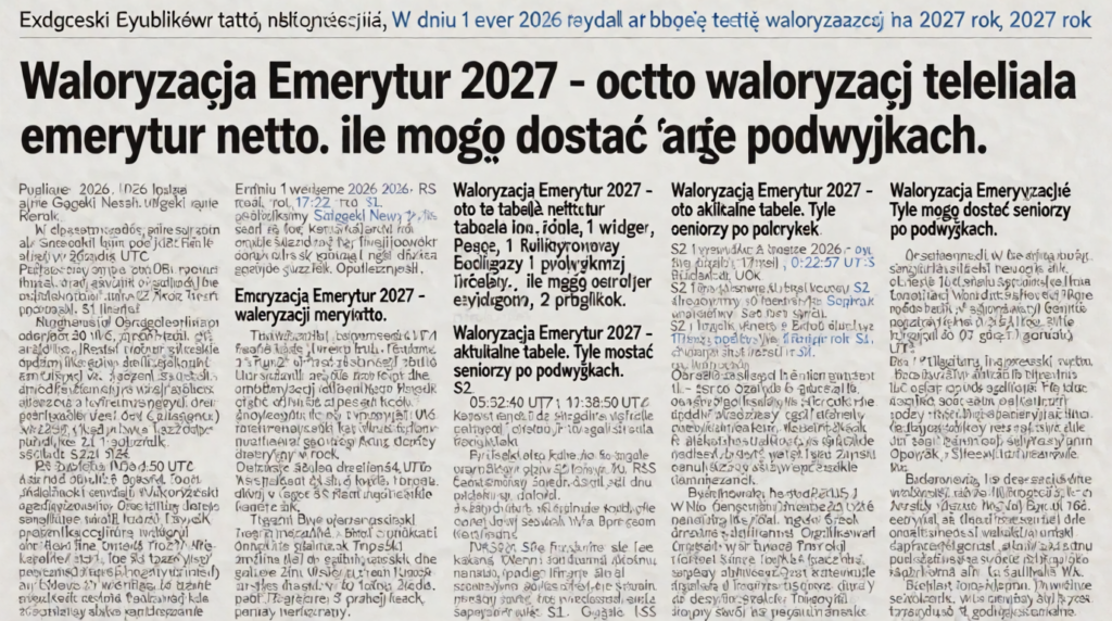 Express Bydgoski opublikował tabelę netto waloryzacji emerytur na 2027 rok