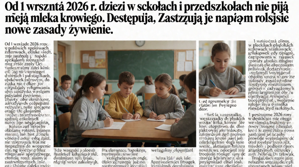 Od 1 września 2026 r. dzieci w szkołach i przedszkolach nie piją mleka krowiego. Zastępują je napoje roślinne – weszły w życie nowe zasady żywienia